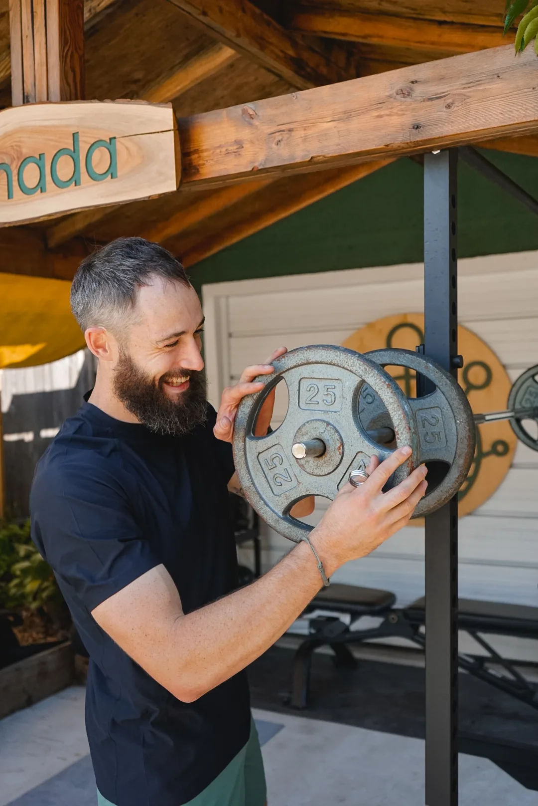 Dave setting up the Sunada gym for small group workout (Photo credit: Haley Bowen)